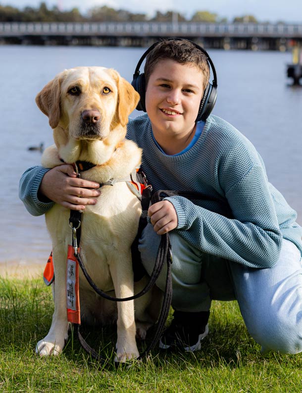 Brock and his Autism Assistance Dog Lulu.